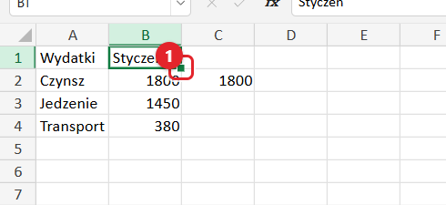 Uchwyt wypełniania w rogu komórki