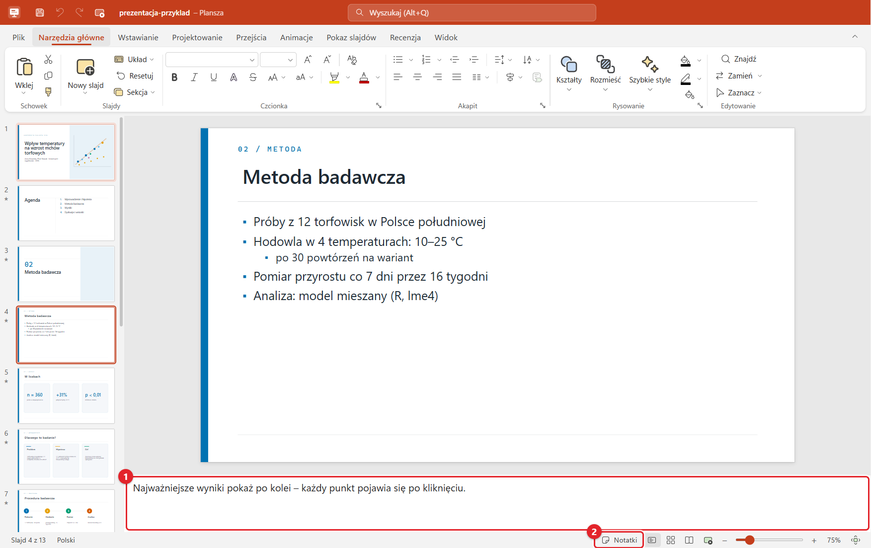 Notatki prelegenta pod slajdem