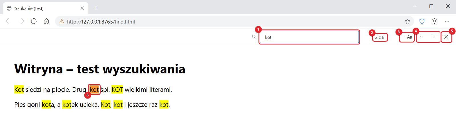 Pasek szukania na stronie