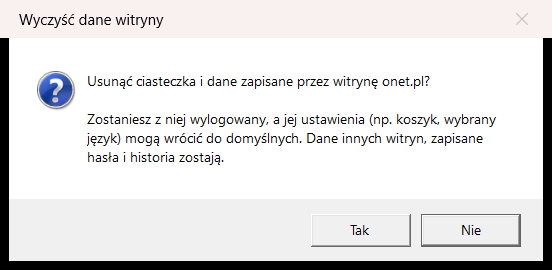 Pytanie o wyczyszczenie danych witryny